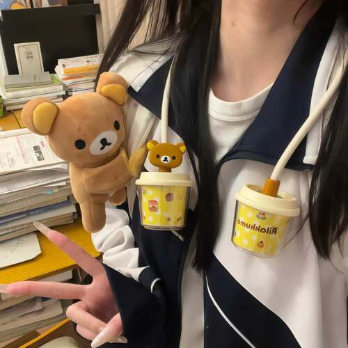 轻松熊迷你风扇可爱卡通挂脖便携卡通高颜值学生宿舍户外降温风扇