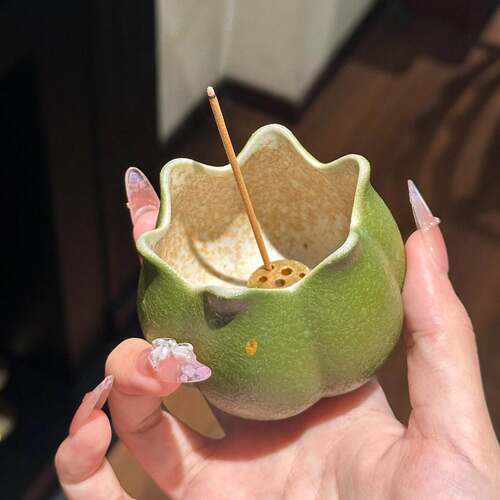 创意陶瓷青橘花苞香炉家用室内香插香座香托家居装饰摆件乔迁礼物