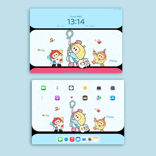 YOYO多巴胺卡通可爱治愈iPad平板壁纸  A119