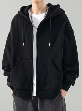 清仓捡漏开衫卫衣男春秋款夹克男生衣服潮牌连帽情侣上衣秋季外套