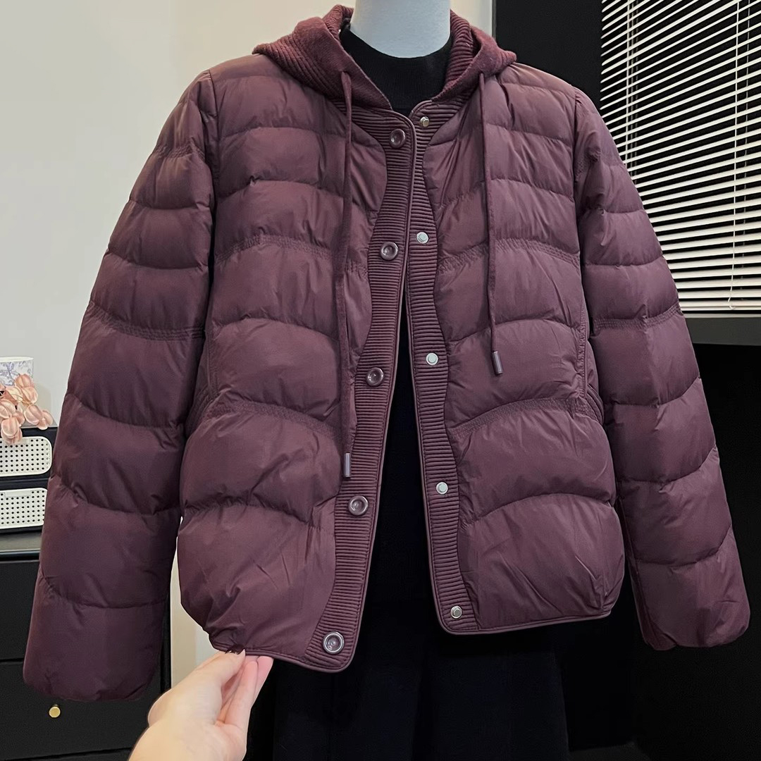 【羽绒服】妈妈羽绒服外套中老年轻薄保暖白鸭绒时尚休闲连帽