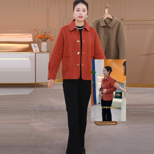 媽媽裝 新款 外套氣質雙面呢中老年女裝 上衣洋氣 2025年春裝