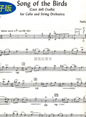 鸟之歌巴勃罗·卡萨尔斯 大提琴和钢琴合奏重奏谱 总谱分谱 v371