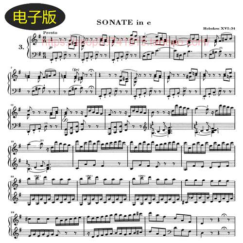 德国亨乐版 海顿第e小调钢琴奏鸣曲 Hob.XVI34-钢琴谱 古典乐谱