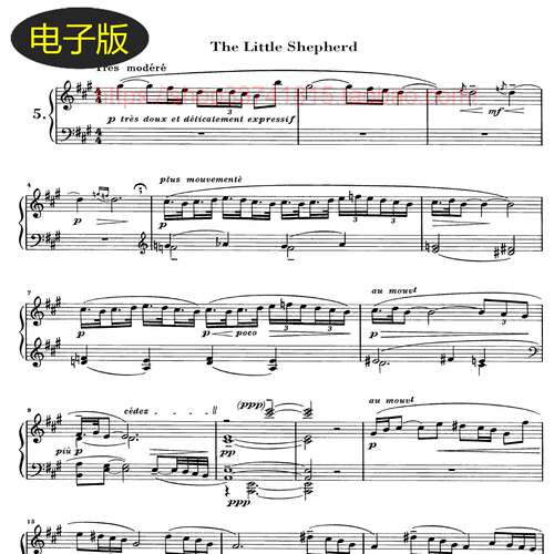 德国亨乐版  德彪西 小牧童The Little Shepherd-钢琴谱 古典乐谱