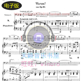 Schumann舒曼 Warum, Op.12 No.3大提琴钢琴总分谱 非高清 v860