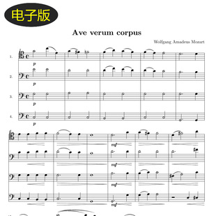 高清 莫扎特的赞美诗圣体颂低音提琴四重奏谱总谱2页 va134