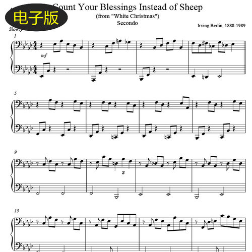 Count Your Blessings Instead of Sheep圣诞双钢四手联弹谱 f487