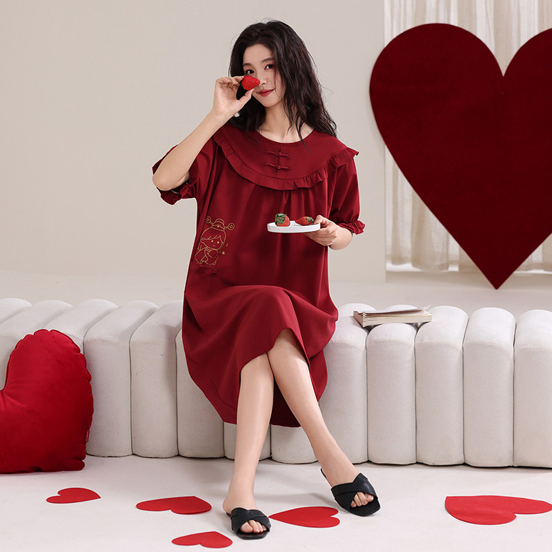 慕诗梦睡裙女款夏季红色纯棉短袖可爱2026新款本命年结婚新婚裙子,女士内衣/男士内衣/家居服,睡衣/家居服套装,淘宝优惠券,粉丝福利购,淘宝优惠卷
