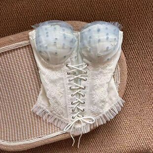 气质名媛聚拢抹胸2026新款 显瘦上衣绑带遮肉 设计感修身