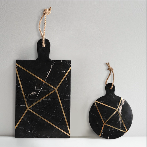 真正大理石菜板手柄餐盘砧板造型寿司栈板西餐盘餐垫点心餐具盘子