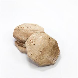 黄洞石咖啡杯垫隔热八角形洞石餐垫平板托盘置物盘收纳盘
