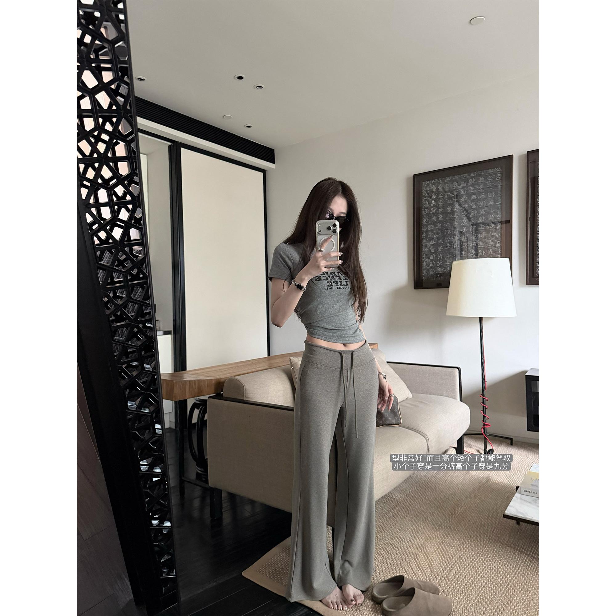 夏季莫代尔高腰显瘦微喇yoga长裤