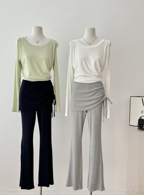 KIMYY金｜Walk in 韩女养成记 天丝羊毛上衣 假两件荡荡裤修身版