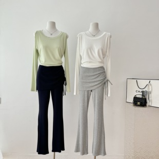 KIMYY金|Walk in 韩女养成记 天丝羊毛上衣 假两件荡荡裤修身版