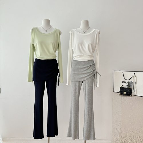 韩系假两件荡荡裤修身版