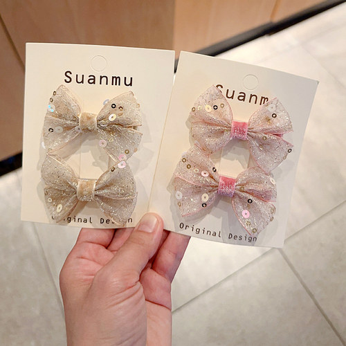 公主蝴蝶结侧边刘海夹儿童顶夹亮片女童皮筋宝宝发卡发饰女孩发夹