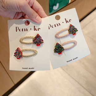 儿童雪花五角星刘海夹宝宝圣诞发卡女童边夹发饰闪可爱碎发夹bb夹