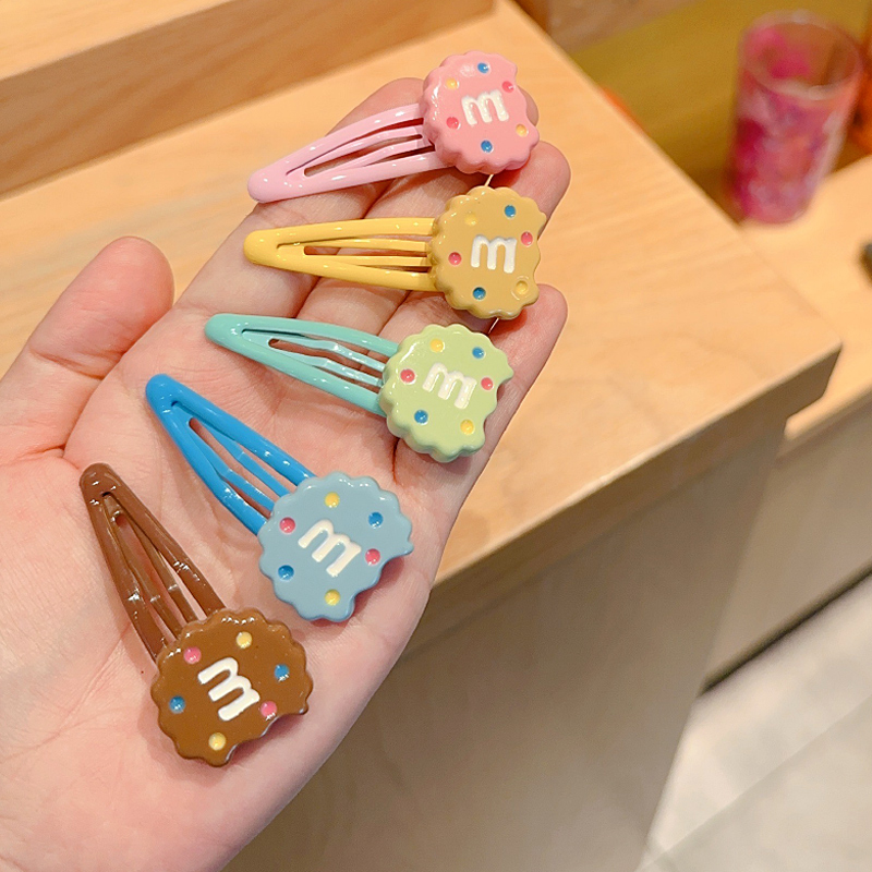 女童可爱m豆饼干发夹儿童不伤发刘海夹宝宝侧边bb夹百搭发饰发卡