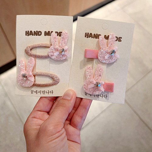 宝宝全包布不伤发夹小兔五角星女童发夹发绳BB夹刘海夹侧边碎发夹