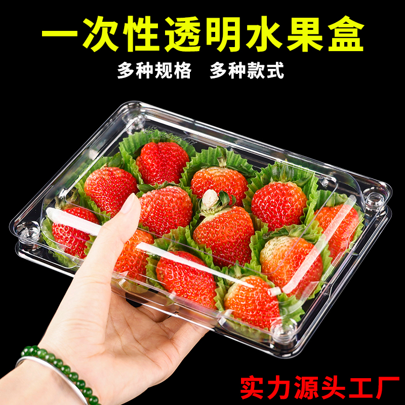 高档一次性透明草莓包装盒塑料水果打包盒子商超长方形1斤装网红