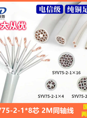 国标两兆线SYV75-2-1*8芯2M线射频信号线DDF线PCM线高频同轴电缆