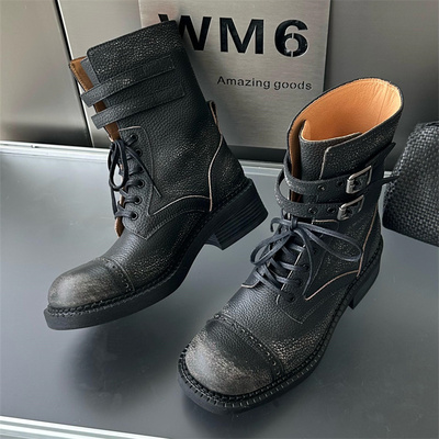 WM6真皮系带机车短靴百搭马丁靴