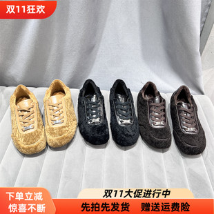 欧洲站女鞋2026冬季新款羊毛保暖德训鞋系带平底加绒休运动闲棉鞋