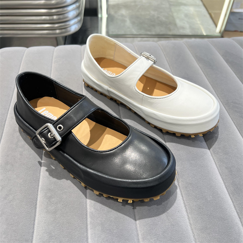 乐魔欧货真皮圆头皮带扣玛丽珍鞋