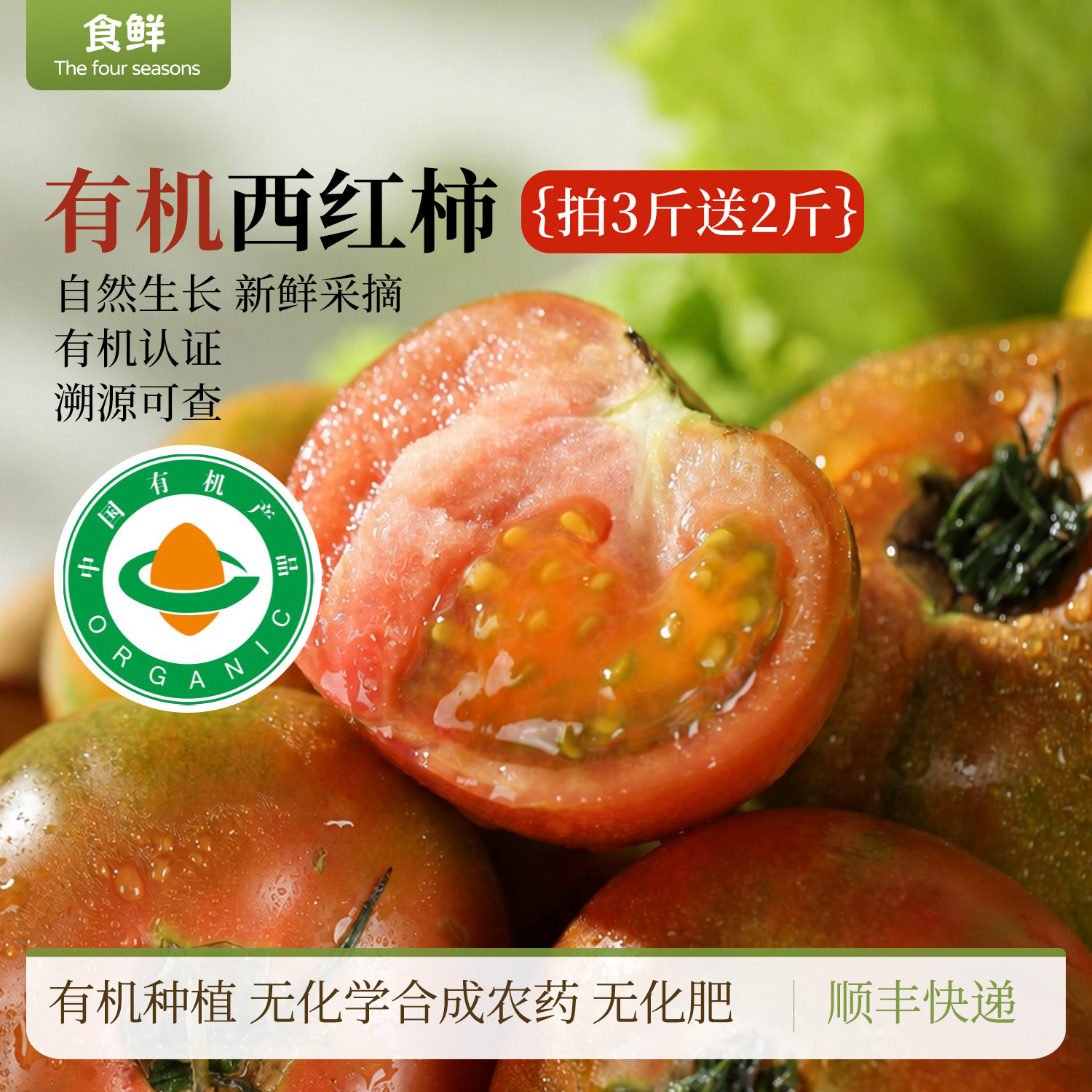 有机西红柿自然熟现摘现发图片