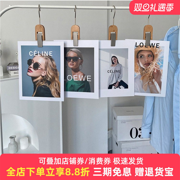 美女水杯卡片英文双面拍照卡片