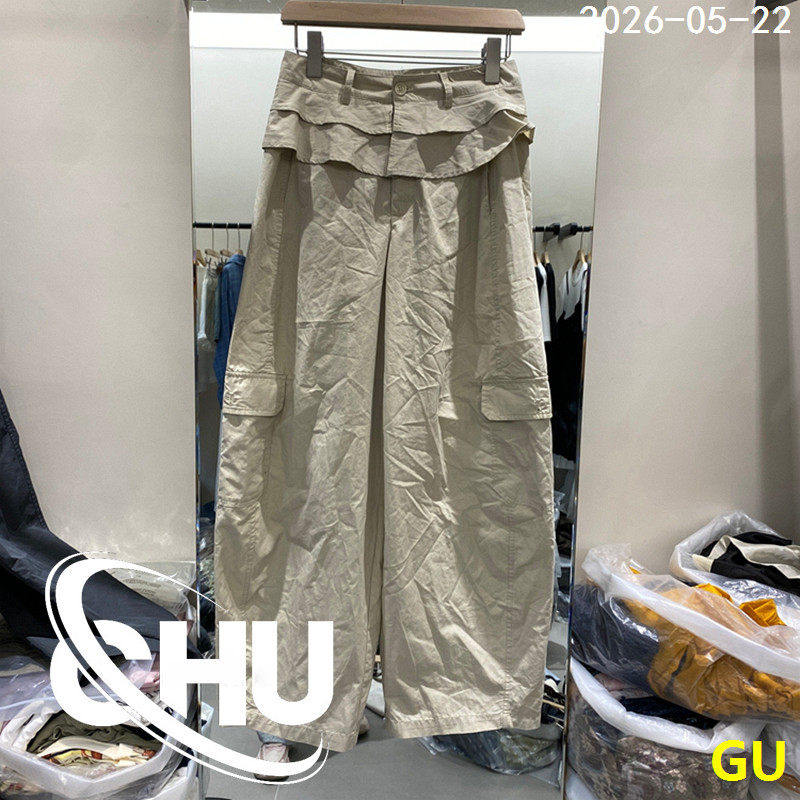 欧洲站2026夏季新款层层花边大口袋直筒阔腿显瘦百搭休闲裤891086