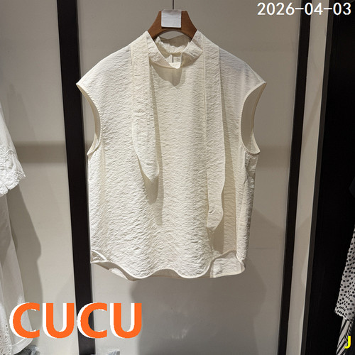 欧货气质飘带无袖衬衣小衫上衣