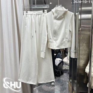 欧洲站2026冬季新款休闲运动套装女立领外套阔腿裤两件套691701
