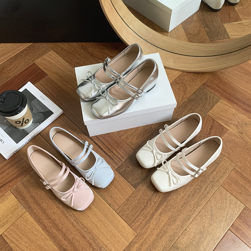 5cm内增高法式银色单鞋女