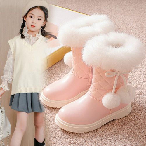 女童靴子冬季加绒保暖儿童雪地靴