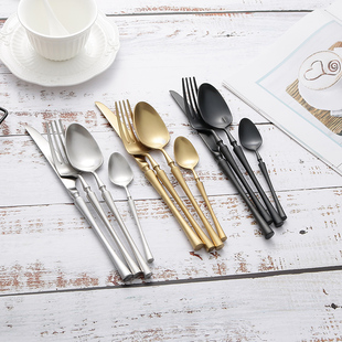 小蛮腰304不锈钢西餐餐具牛排刀叉勺咖啡勺四件套餐厅餐具高端