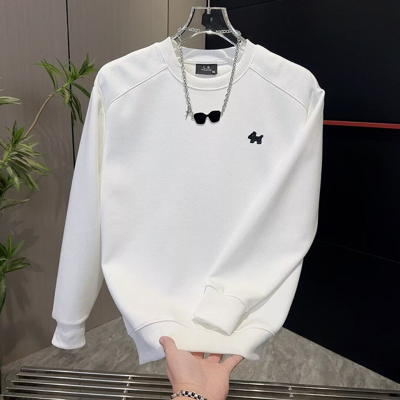 潮牌圆领时尚T恤高级感男士长袖气质卫衣休闲青年韩版打底衫内搭