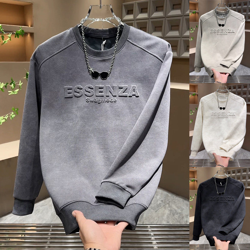 2025重磅印花加绒保暖扎染个性卫衣潮牌爆款青年男装休闲打底体恤