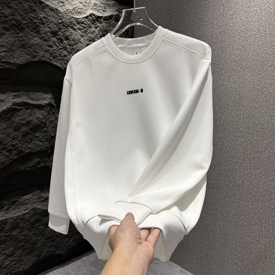 2025美式休闲亲肤圆领T恤衫韩版男士青年卫衣韩版纯色情侣衫打底