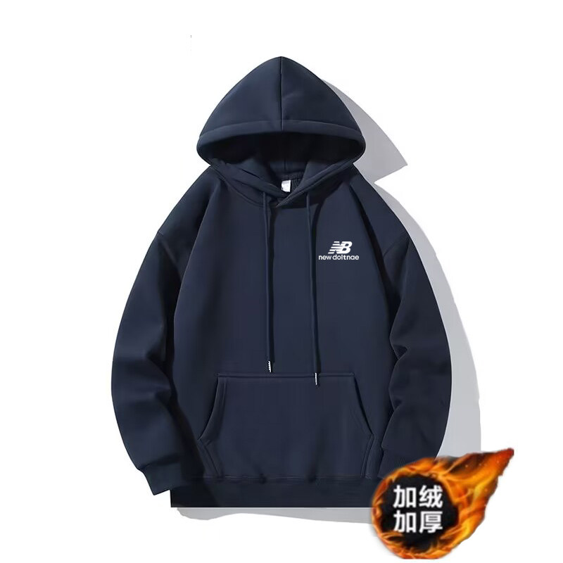 秋冬季潮牌新款NB纯棉加绒卫衣男女情侣装运动休闲宽松外套连帽衫