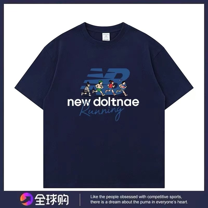 夏季潮牌男女情侣NB短袖小跑印花运动t恤宽松纯棉休闲重磅上衣服