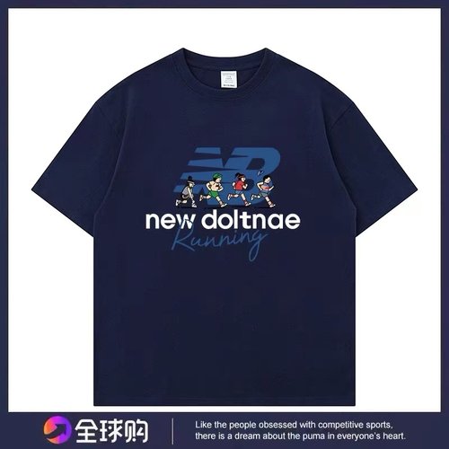 夏季潮牌男女情侣NB短袖小跑印花运动t恤宽松纯棉休闲重磅上衣服