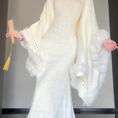 慵懒麻花针织环保毛毛球披肩外套秋冬2025新款斗篷披肩毛衣外套女