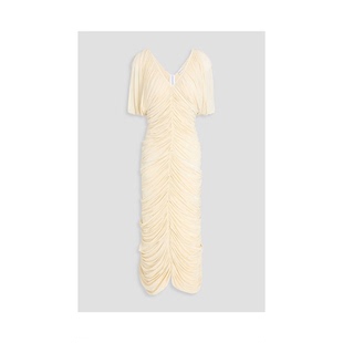 Magda 褶皱针织中长连衣裙女OL风伴娘裙婚礼裙通勤百搭 Butrym