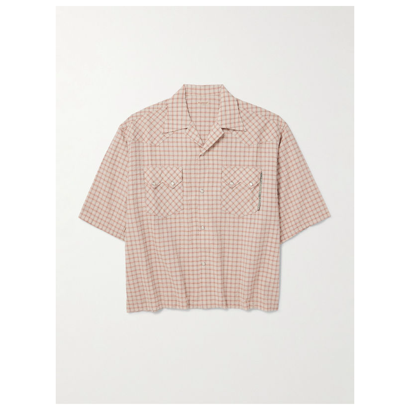 kapital Camp-Collar Logo-Appliqued 格纹棉麻软糯绉条纹西部