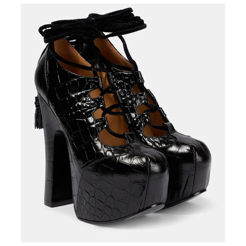 西太后vivienne westwood防水台皮质浅口鞋女