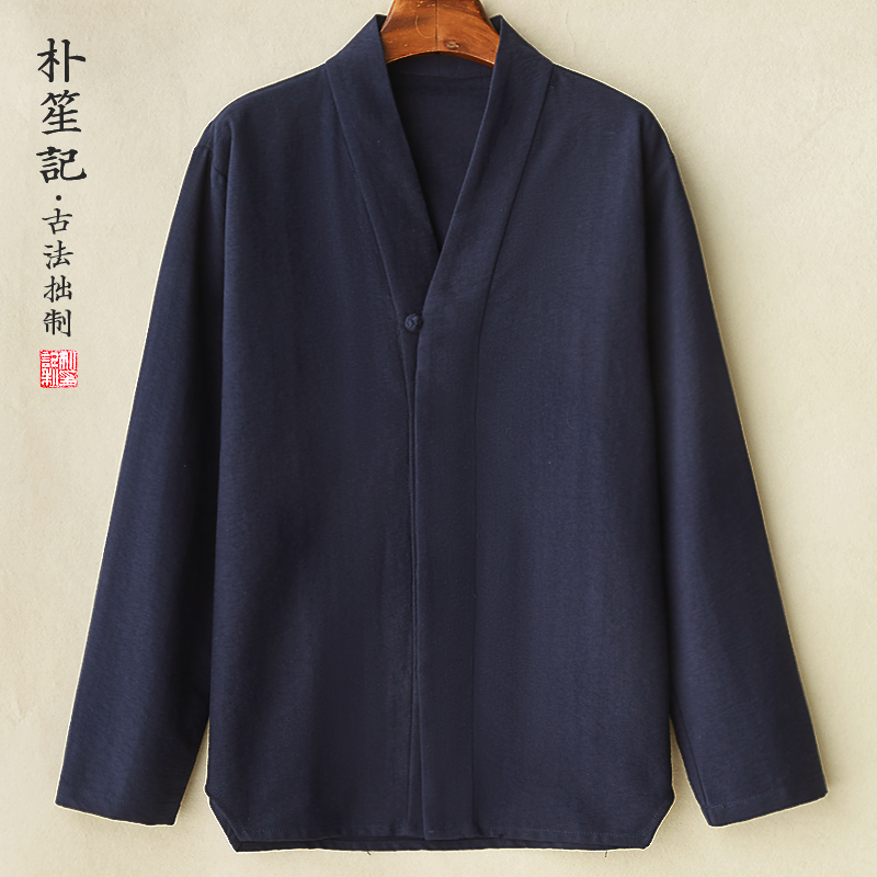 原创棉麻汉服国风男禅服居士外套