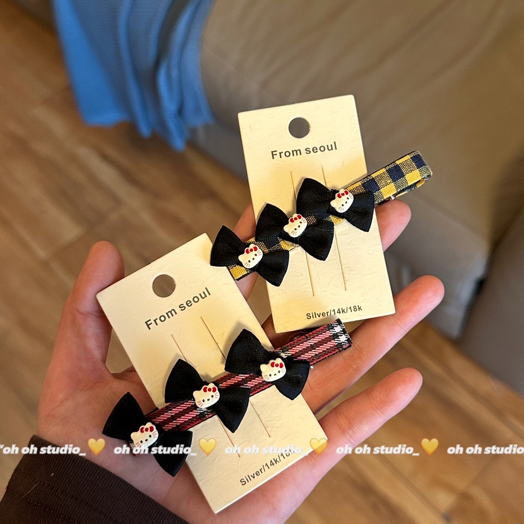 【oh oh】韩系学院风格纹蝴蝶结kt卡通可爱发夹个性少女刘海边夹,饰品/流行首饰/时尚饰品新,民族风发饰,淘宝优惠券,粉丝福利购,淘宝优惠卷
