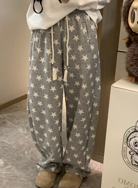 Morden 2026春款美式复古星星阔腿裤女 高腰垂感宽松休闲裤